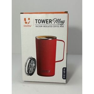 Asobu Tower Mug Red Vacuum Insulated Coffee Mug 20oz 600ml Ceramic Interior